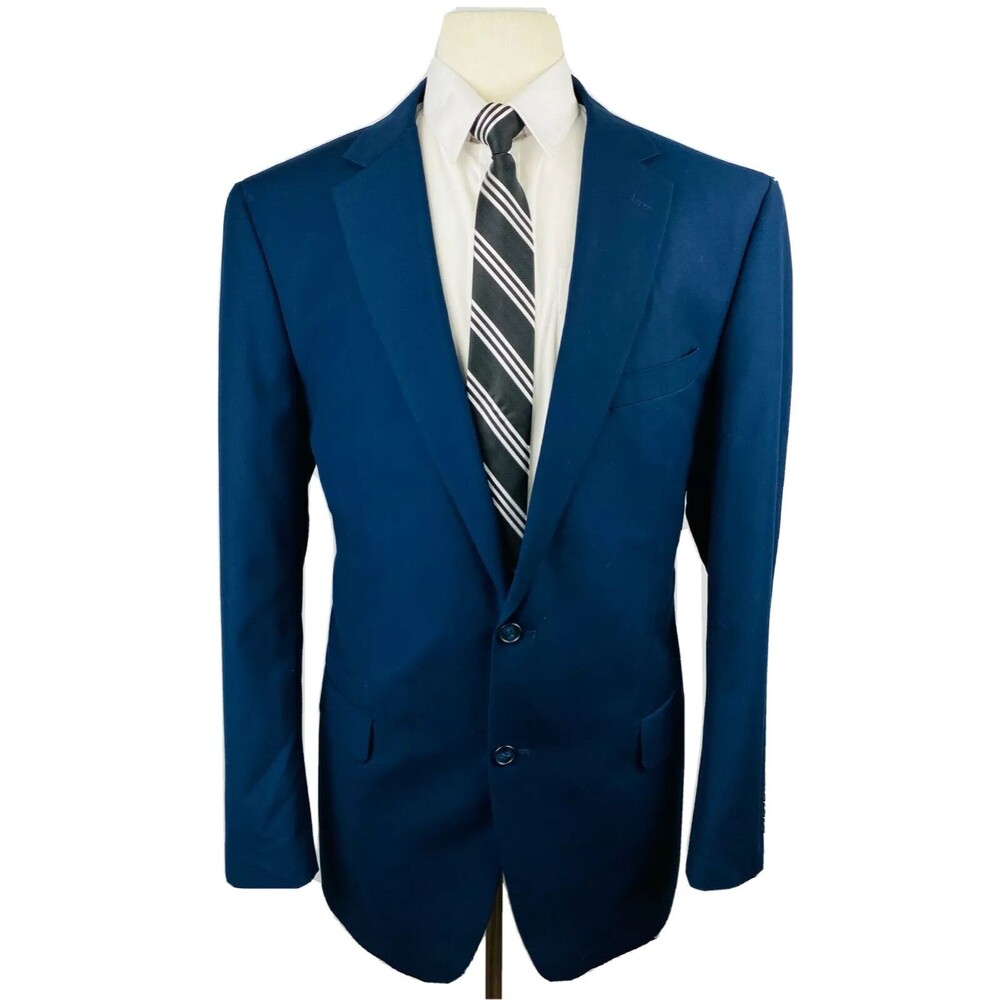 RENOIR MENS 42L BLUE TWO BUTTON SUPER SOFT BLAZER SPORT COAT SUIT JACKET